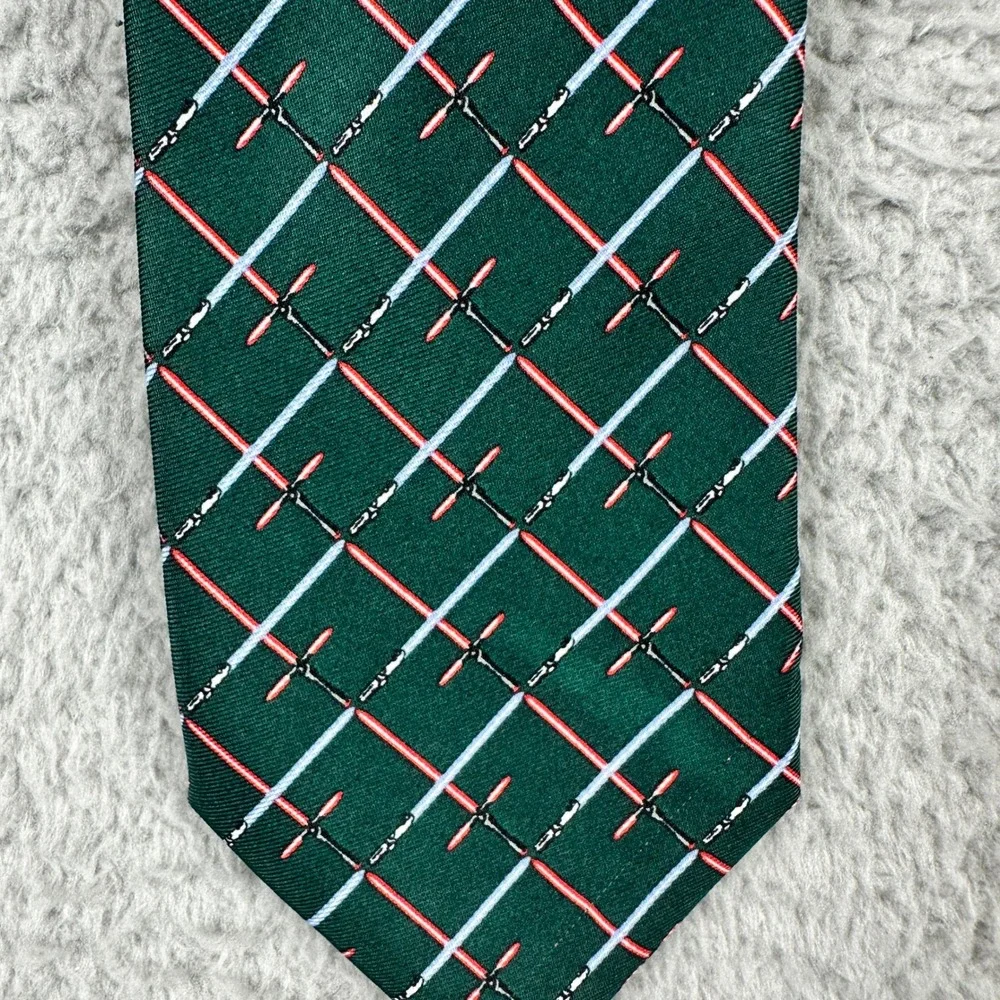 Star Wars Lightsaber‎ Necktie Mens OS Green Red Blue Geometric Grid Jedi Sith